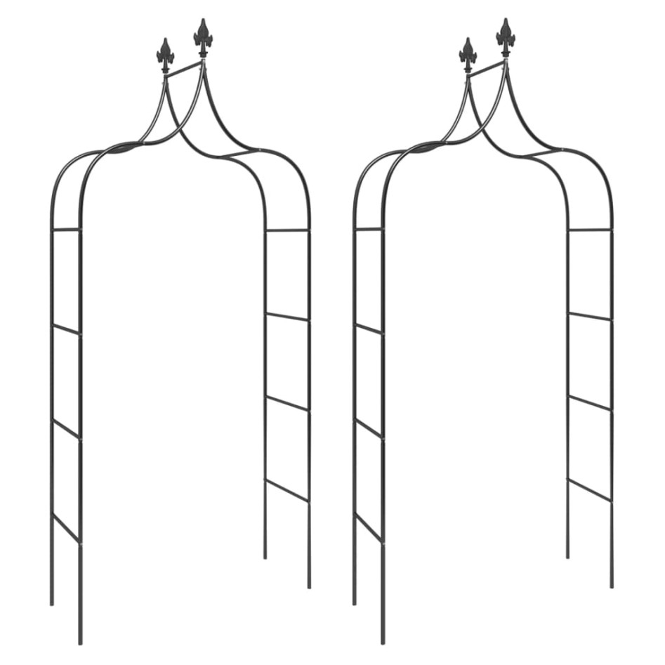 Arcos de jardín 2 uds acero negro 120x38x260