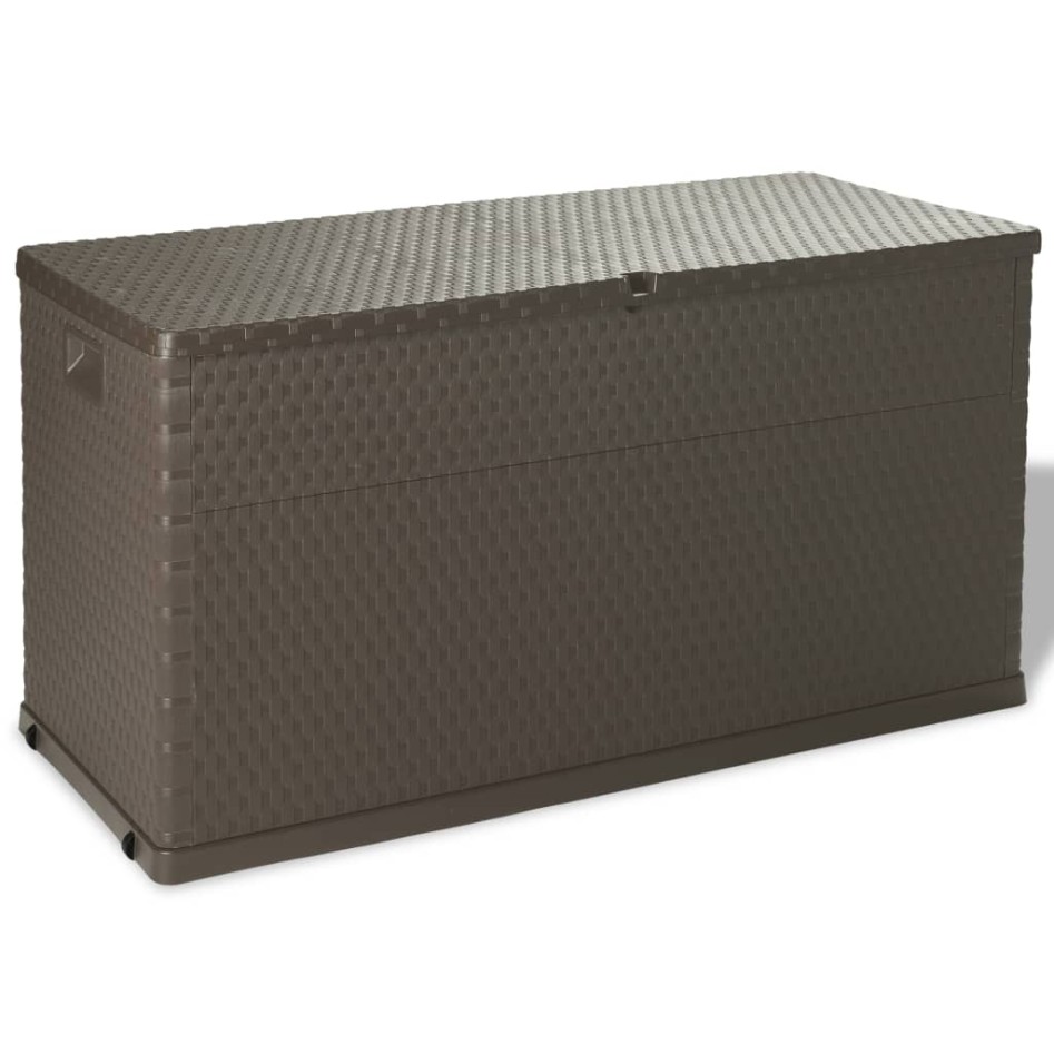 Caja de almacenamiento de jardín marrón ratán PP 120x56x63