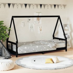 Estructura de cama para niños madera de pino negro 80x200