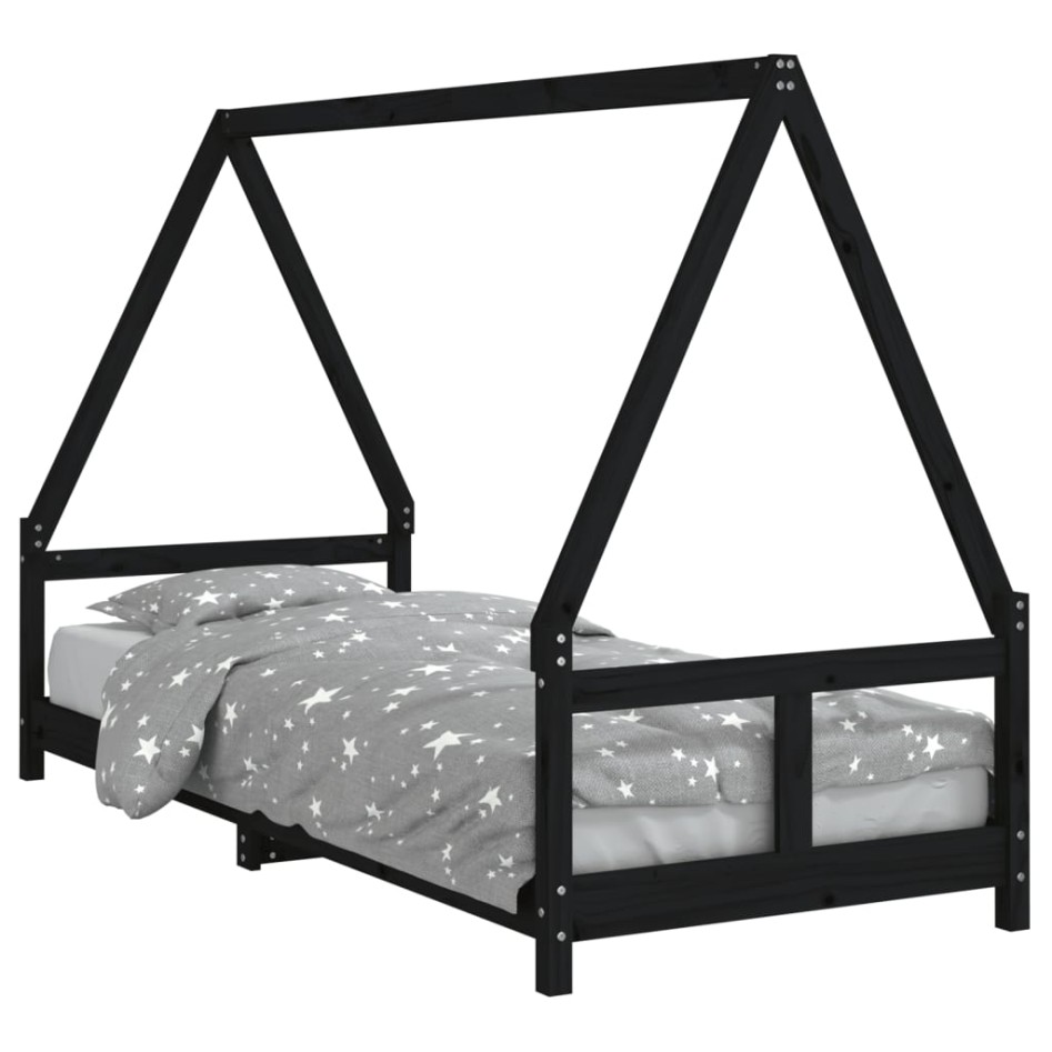 Estructura de cama para niños madera de pino negro 80x200