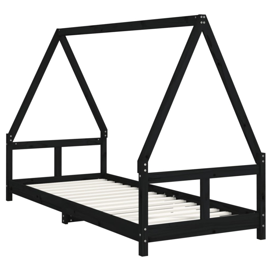 Estructura de cama para niños madera de pino negro 80x200