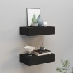 Estantes de pared con cajón 2 uds MDF negro 40x23,5x10 cm