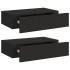 Estantes de pared con cajón 2 uds MDF negro 40x23,5x10