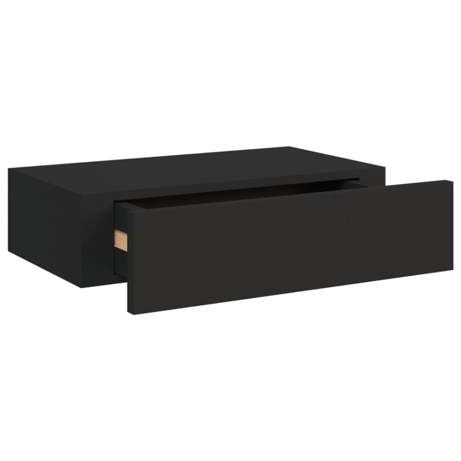 Estantes de pared con cajón 2 uds MDF negro 40x23,5x10