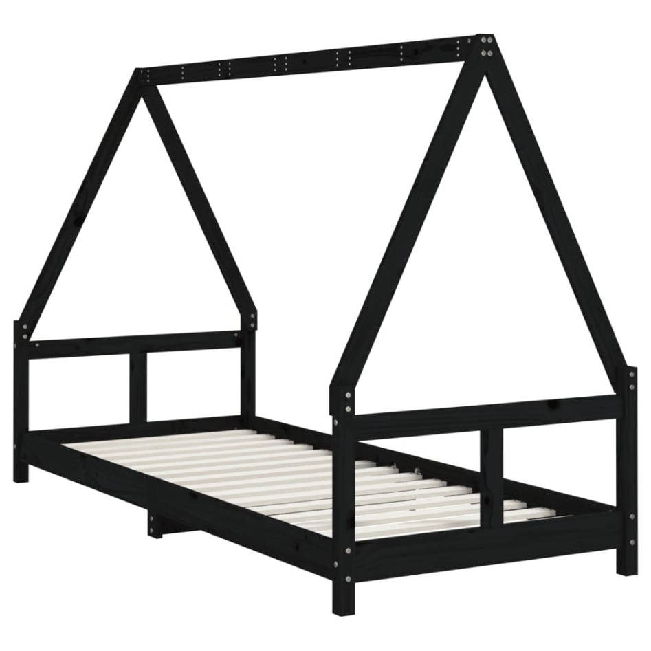Estructura de cama para niños madera de pino negro 80x200