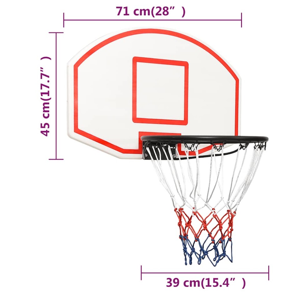 Tablero de baloncesto polietileno blanco 71x45x2