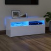 Mueble de TV con luces LED blanco brillante 90x35x40 cm