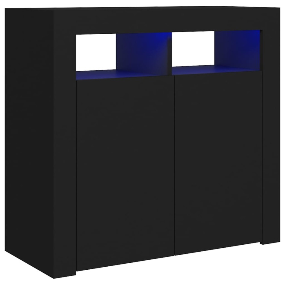 Aparador con luces LED negro 80x35x75