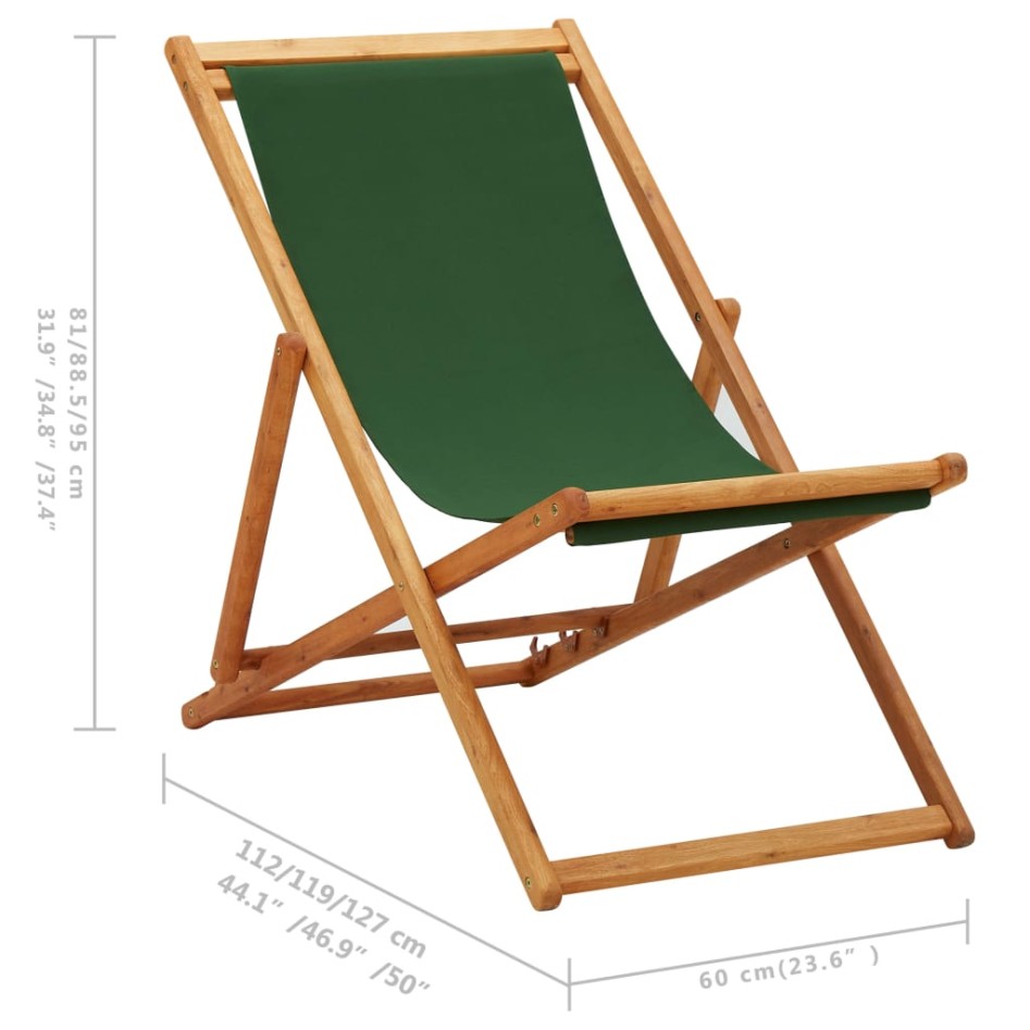 Silla de playa plegable madera de eucalipto y tela