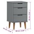 Mesita de noche MOLDE madera maciza de pino gris 40x35x65