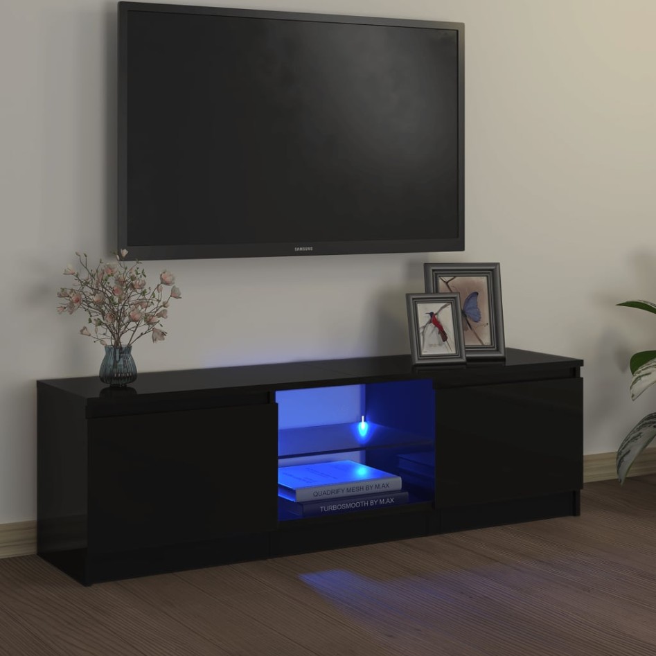 Mueble para TV con luces LED negro 120x30x35,5