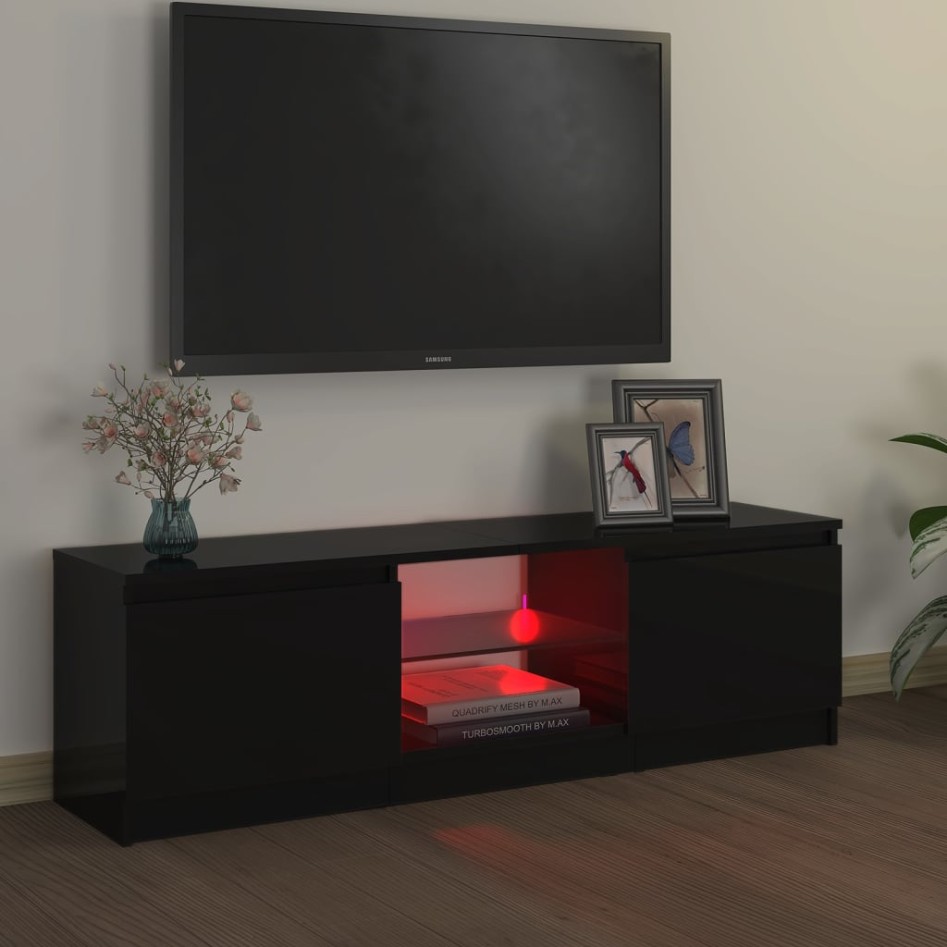Mueble para TV con luces LED negro 120x30x35,5