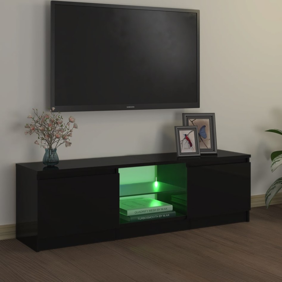 Mueble para TV con luces LED negro 120x30x35,5