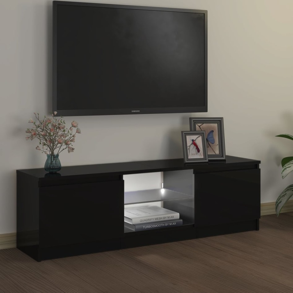 Mueble para TV con luces LED negro 120x30x35,5
