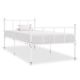 Estructura de cama sin colchón metal blanco 90x200
