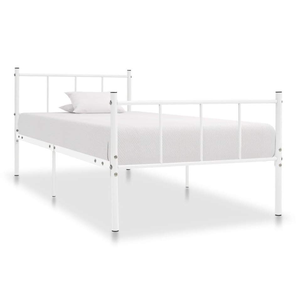 Estructura de cama sin colchón metal blanco 90x200