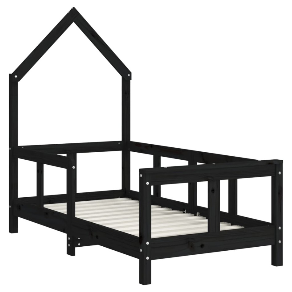Estructura de cama para niños madera de pino negro 70x140