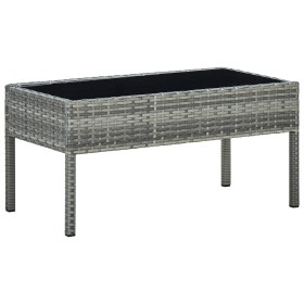 Mesa de jardín ratán sintético gris 75x40x37