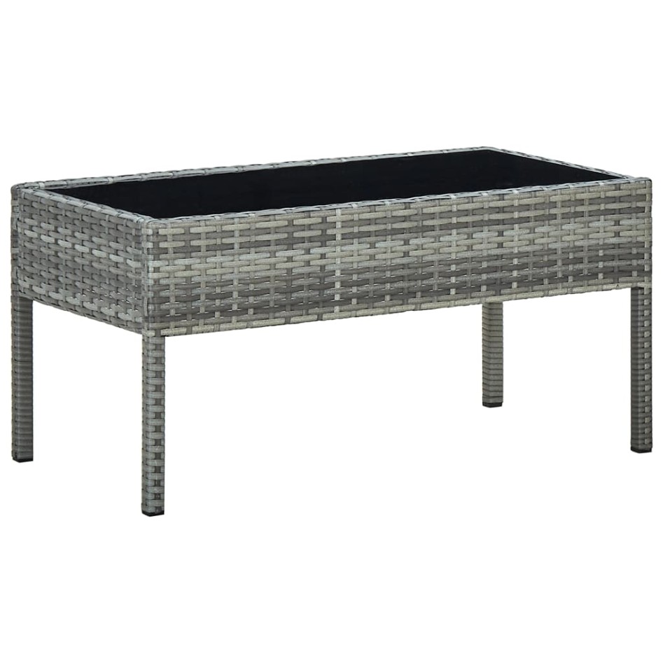 Mesa de jardín ratán sintético gris 75x40x37