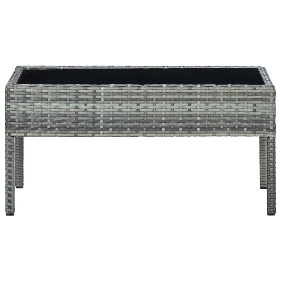 Mesa de jardín ratán sintético gris 75x40x37