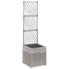 Enrejado y arriate 1 maceta ratán sintético gris 30x30x107
