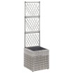 Enrejado y arriate 1 maceta ratán sintético gris 30x30x107 cm