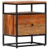 Mesita de noche de madera maciza reciclada y acero 40x30x50