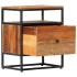 Mesita de noche de madera maciza reciclada y acero 40x30x50