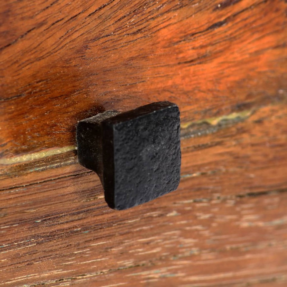 Mesita de noche de madera maciza reciclada y acero 40x30x50