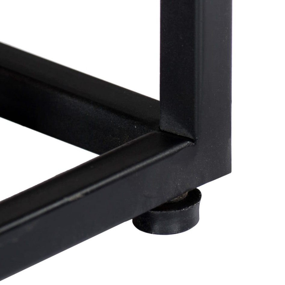 Mesita de noche de madera maciza reciclada y acero 40x30x50