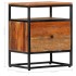 Mesita de noche de madera maciza reciclada y acero 40x30x50