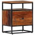 Mesita de noche de madera maciza reciclada y acero 40x30x50