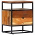 Mesita de noche de madera maciza reciclada y acero 40x30x50