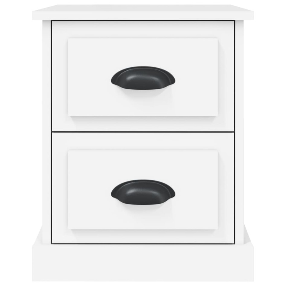 Mesitas de noche 2 uds madera contrachapada blanco