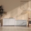 Mueble de TV madera contrachapada blanco brillo 146,5x35x50 cm