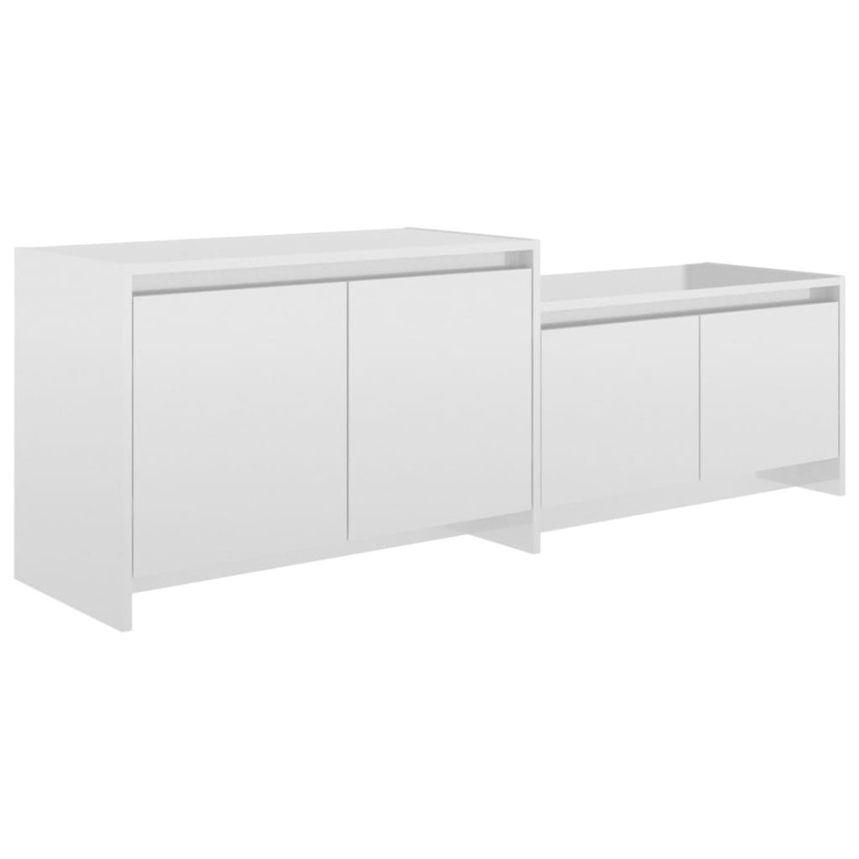Mueble de TV madera contrachapada blanco brillo 146,5x35x50