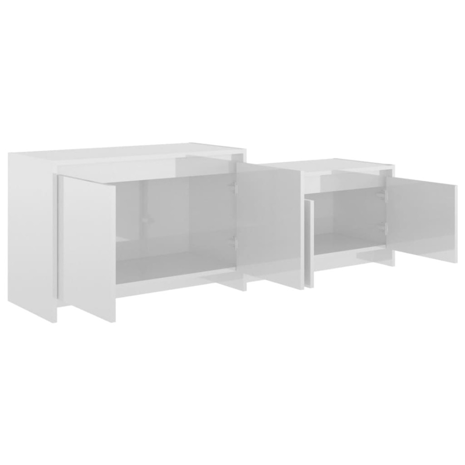 Mueble de TV madera contrachapada blanco brillo 146,5x35x50