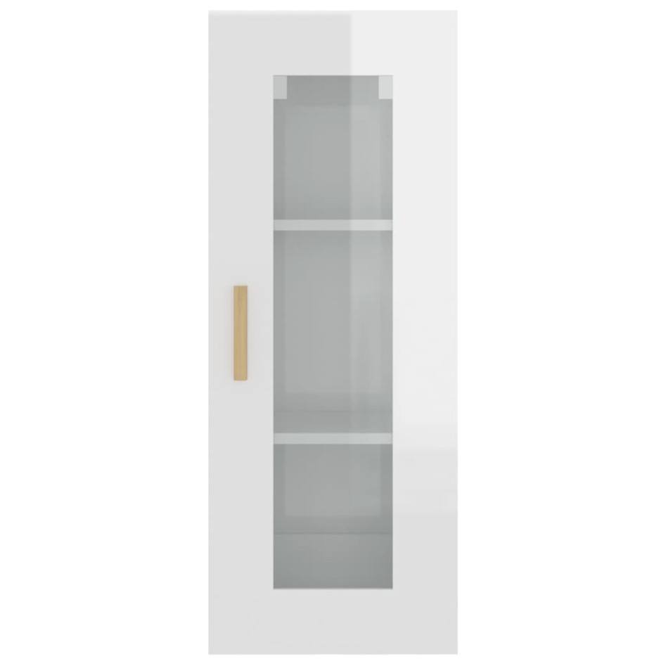 Armario de pared colgante blanco brillante 34,5x34x90