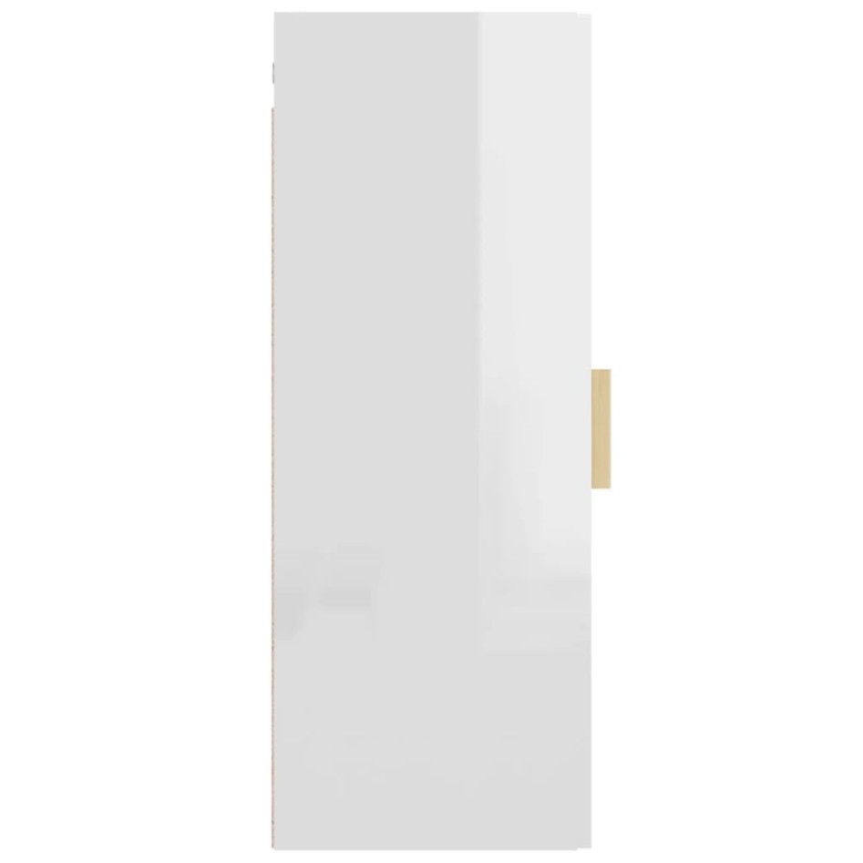 Armario de pared colgante blanco brillante 34,5x34x90