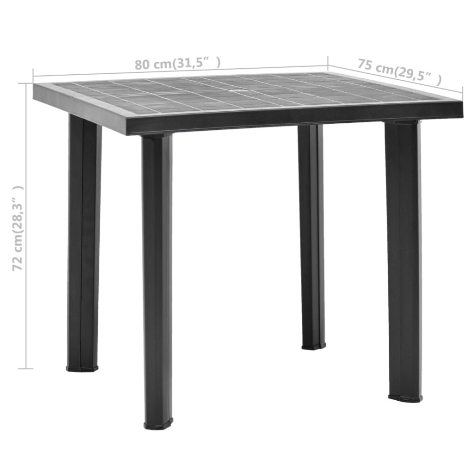 Mesa de jardín de plástico gris antracita 80x75x72
