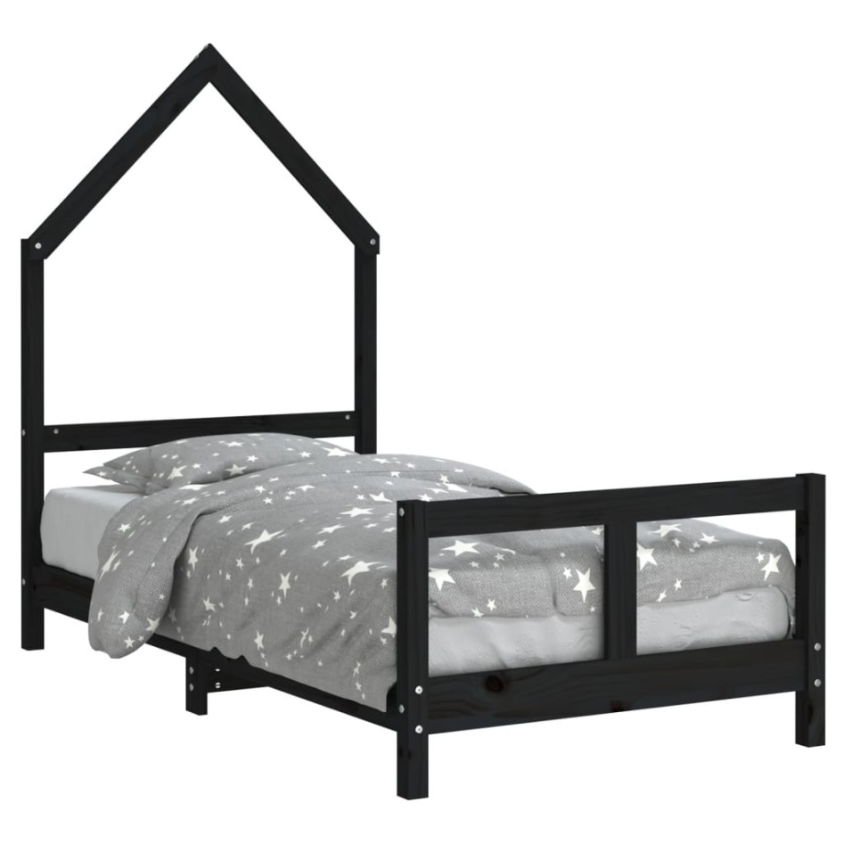 Estructura de cama para niños madera de pino negro 80x160