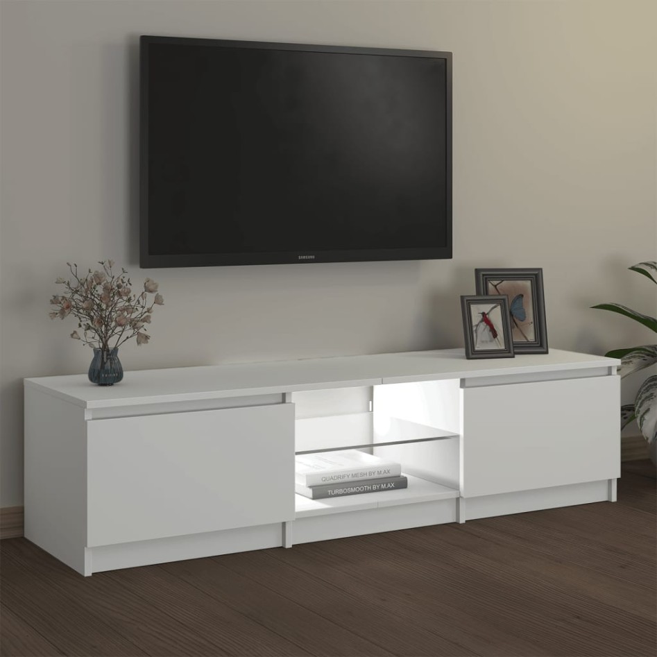 Mueble para TV con luces LED blanco 140x40x35,5