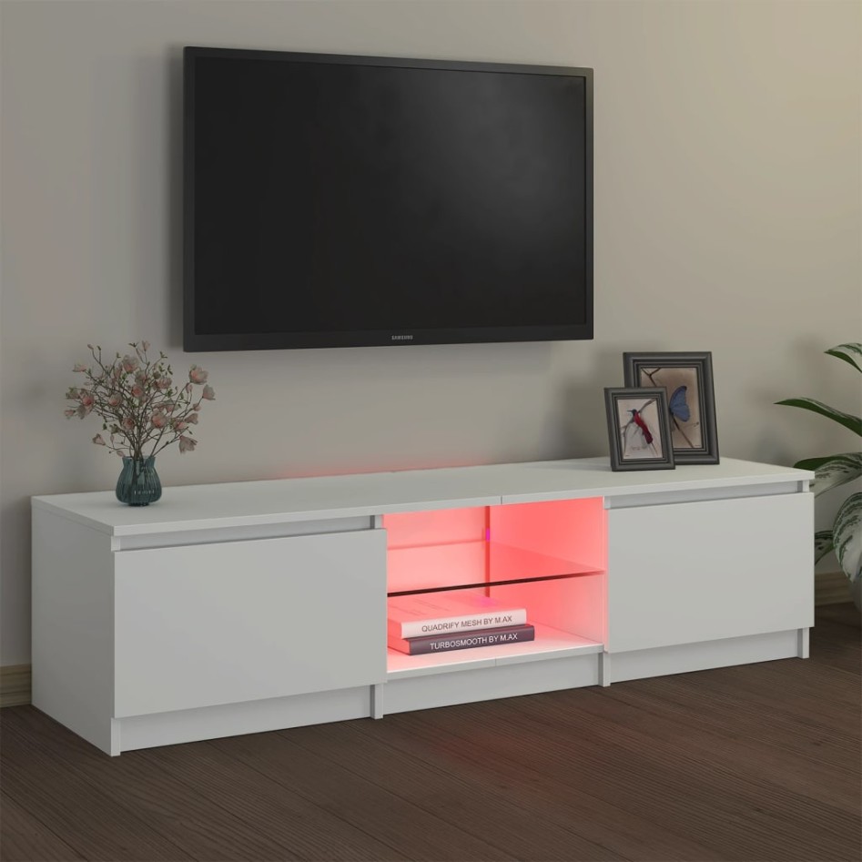 Mueble para TV con luces LED blanco 140x40x35,5