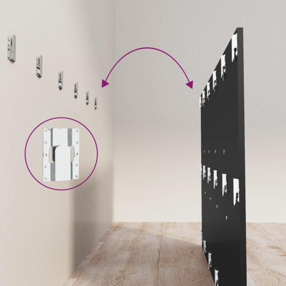 Cabecero de cama madera contrachapada negro 200x1,5x80