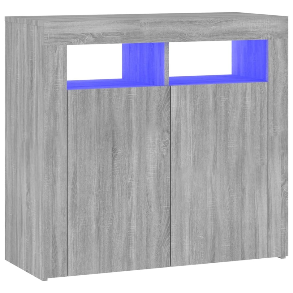 Aparador con luces LED gris Sonoma 80x35x75