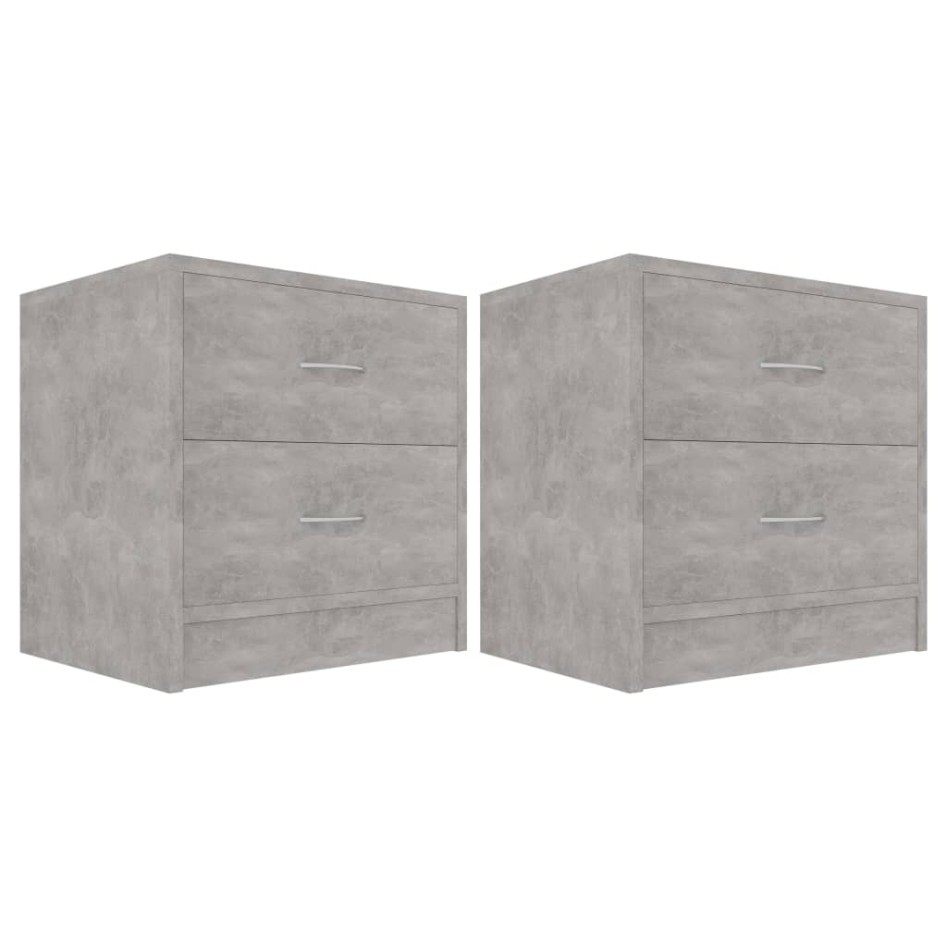 Mesitas de noche 2 uds madera contrachapada hormigón