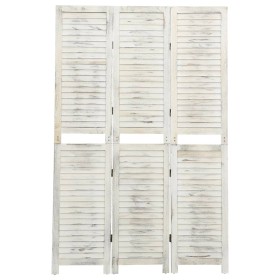 Biombo de 3 paneles madera blanco envejecido 105x165