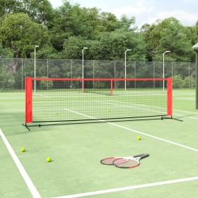 Red de tenis poliéster negro y rojo 300x100x87