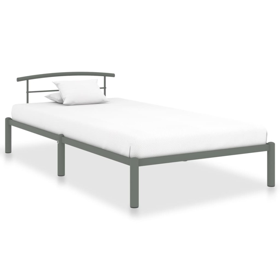 Estructura de cama sin colchón metal gris 90x200