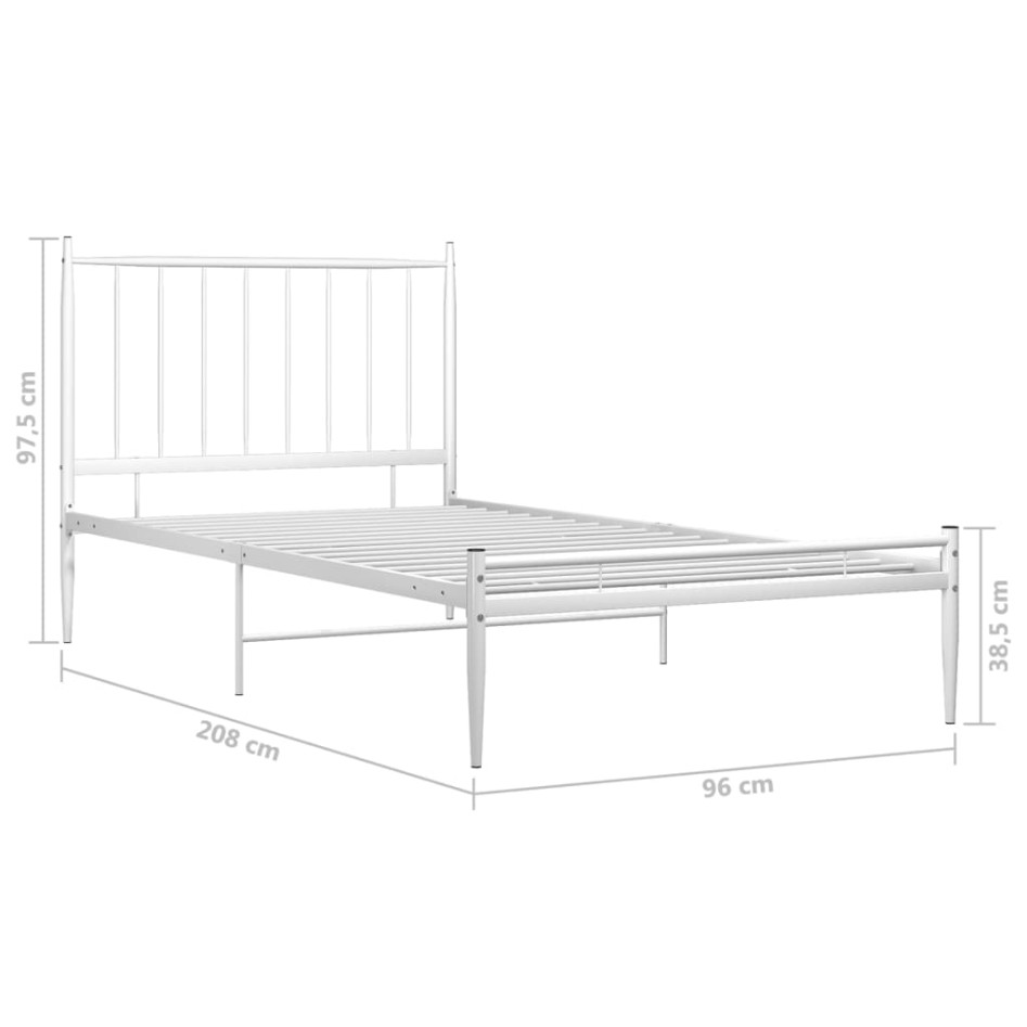 Estructura de cama sin colchón metal blanco 90x200
